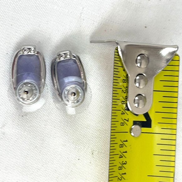 Swarovski Silver-Tone & Purple Crystal Stud Earrings Austrian Crystal - Picture 6 of 6